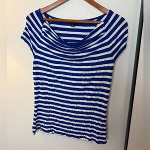 Willi Smith Navy and White Striped Blouse